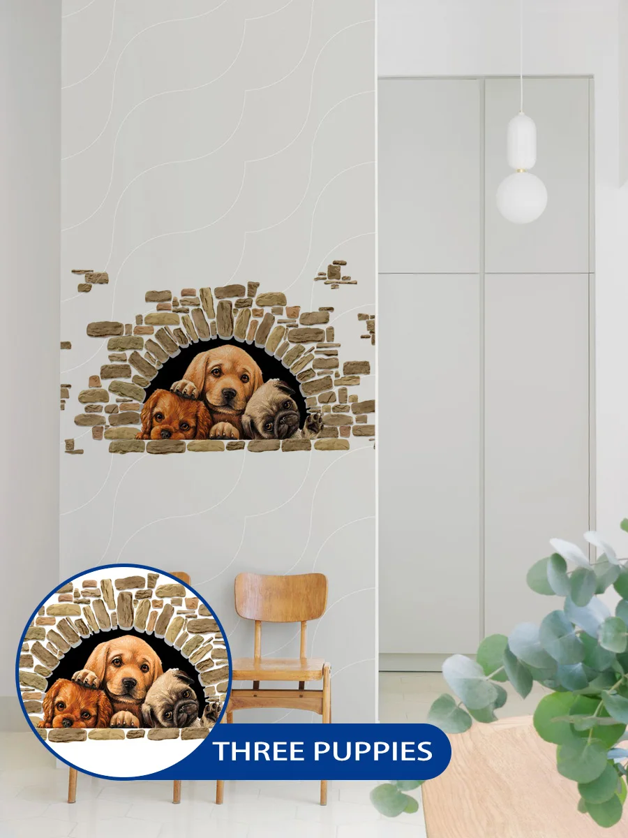 

1 шт. очаровательные наклейки на стену 3 милых собаки наклейки домашний Декор Стильные наклейки для детской комнаты Настенные наклейки дома...