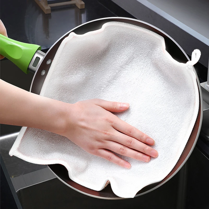 

Kitchen Anti-Grease Wiping Rags Microfiber Kitchen Cleaning Cloth Double-layer Absorbent Dish Cloth Non-stick