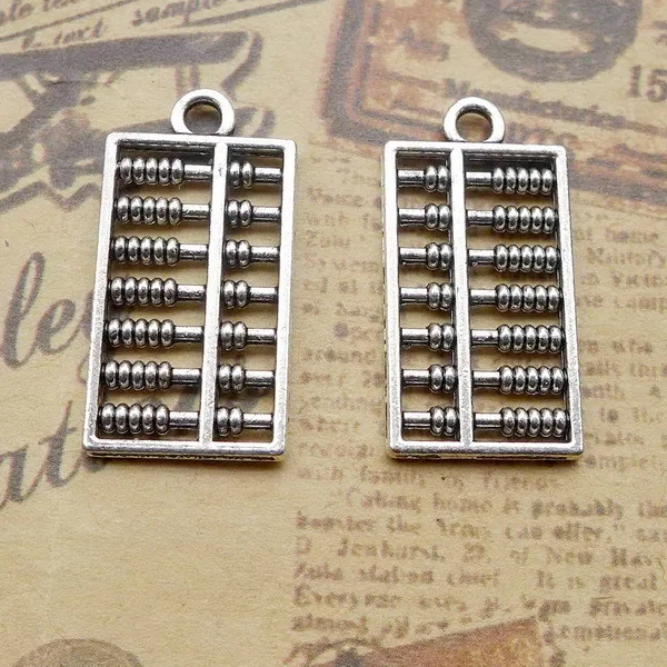 

Charm for making jewelry 10pcs 25.8x12.9mm antique silver color abacus charms