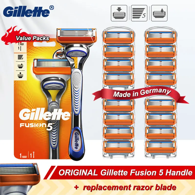 

Станок для бритья Gillette Fusion 5, безопасный держатель для бритвы для лица, кассеты для бритья бороды, чехол с заменяемыми лезвиями для мужчин