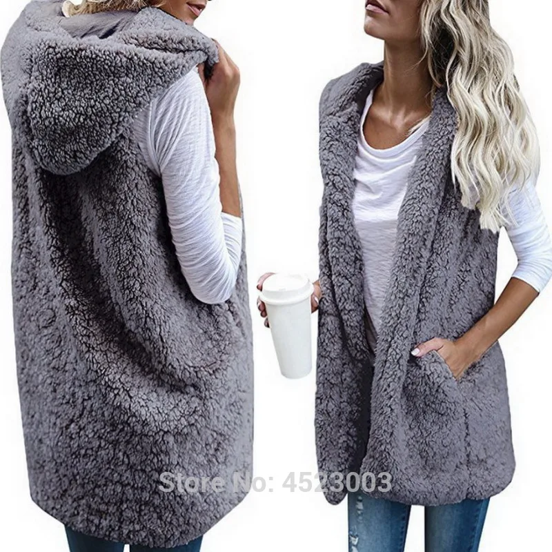 Женский зимний модный кашемировый кардиган с капюшоном пальто жилет из