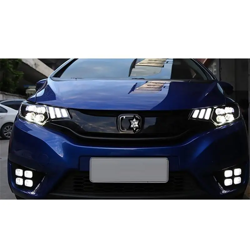 Указатель поворота, Стайлинг, Automovil, Drl, Led Assessoires, дневные ходовые огни, передние противотуманные фары, автомобильные фары в сборе, 18 для Honda Fit