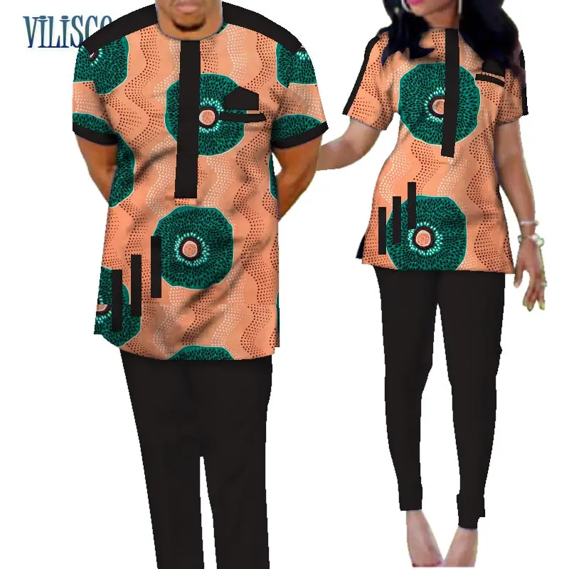Традиционные комплекты из топа и штанов с принтом в африканском стиле Базен риче