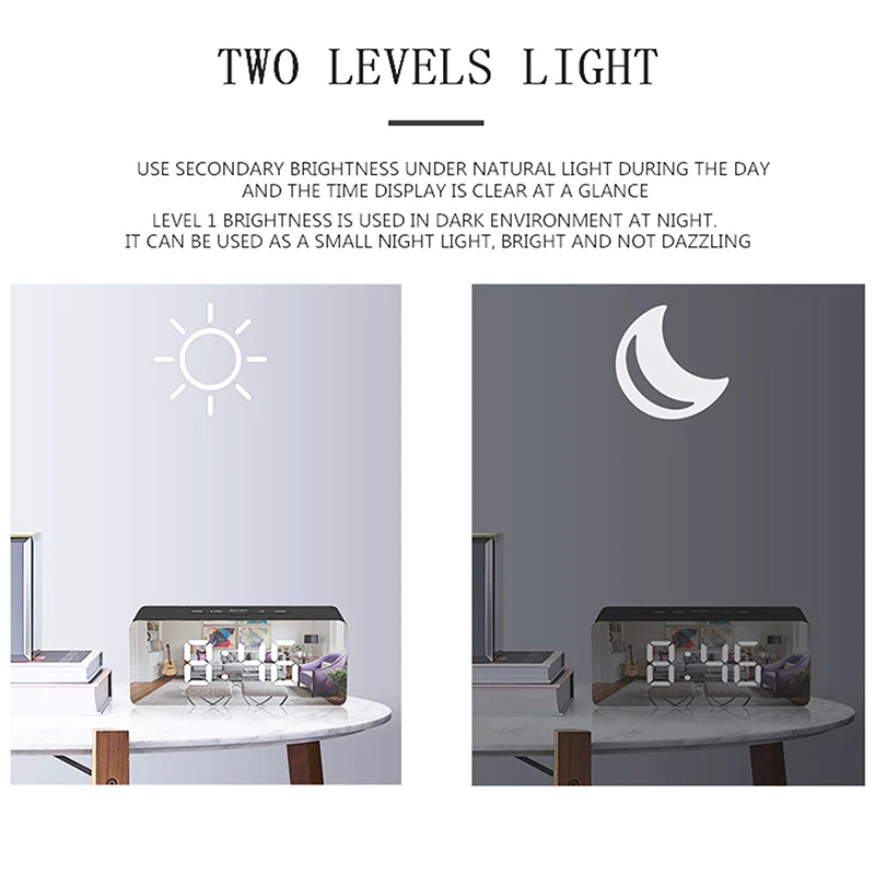 Новый светодиодный зеркальный будильник часы с диммером Повтор Температура