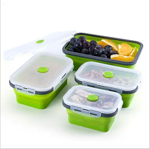 

Multifunctional Portable Eco-Friendly Safety Silicone Lunch Bento Box Collapsible Food Storage Container Microwavable Picnic