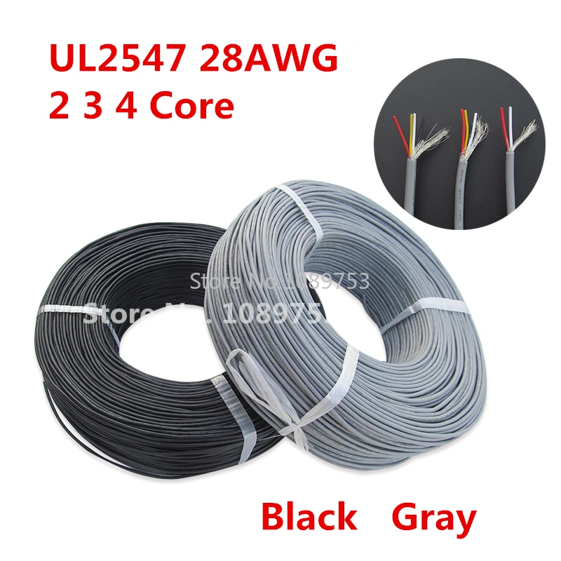 Экранированный провод UL2547 28AWG 2 3 4 ядра 1 канальный аудиосигнальный кабель для