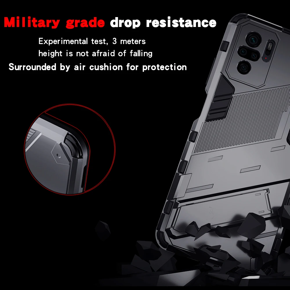 keysion shockproof phone case for redmi note 10 pro 5g 10s 9s 9 pro 9t 9a stand phone back cover for xiaomi poco f3 f2 m3 x3 nfc free global shipping