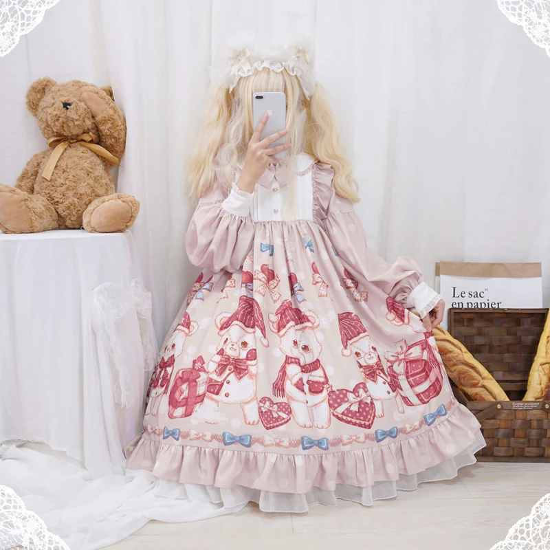 Милое женское платье Мишки Тедди в стиле &quotЛолита&quot с длинными