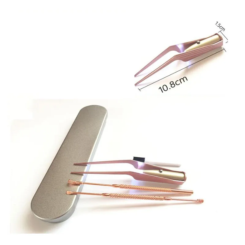 Светильник из нержавеющей стали ложка для ушей пинцеты чистки набор 4 предметов