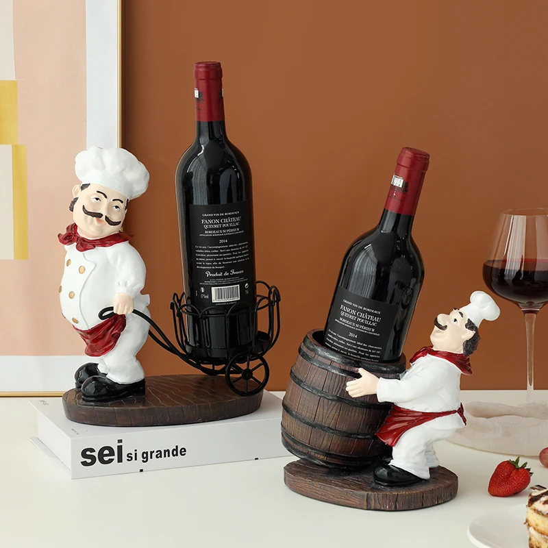 Chef Sculpture Wine Rack Home Decor Kitchen Living Room Desktop Relf Bar Accessories Nordic Decoration Storage | Дом и сад