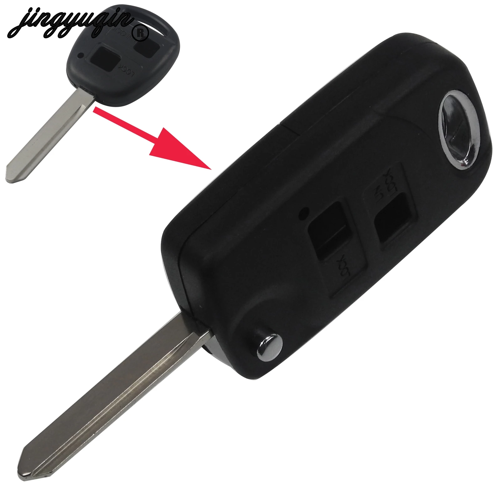 Jingyuqin для Toyota Avensis Corolla Yaris Auris Camry RAV4 2 кнопочный чехол Fob TOY47 10 шт./лот
