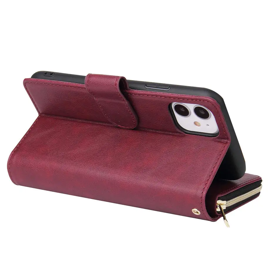 

Luxury Flip Leather 9-Card Zipper Case For Iphone 11 Pro Max XS XR SE 2020 6S 7 8 Plus Ultra-Thin Wallet Magnetic Phone Cover
