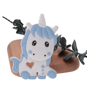 20 шт., Силиконовые Детские Прорезыватели в виде единорога, лошади, без BPA, для грызунов, для новорожденных, соски с зажимом, цепочка, аксессуары для медсестры, подарки для душа пищевого качества