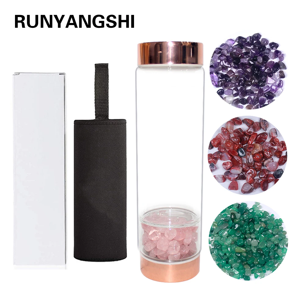 

Natural Quartz Gemstone Water Bottle Point With Crystal Random gravel Healing Crystal Gravel Purification Degaussing Glass