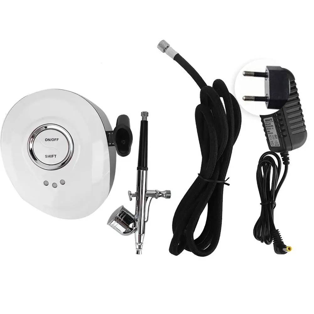 White EU Plug Воздушный компрессор для боди-арта, тату для ногтей, краска для ногтей, мини-распылитель, макияж, пистолет, набор для нанесения краски, тату, машинка для ногтей, Аэрограф, компрессор, США, ЕС, вилка - Цвет: White EU Plug
