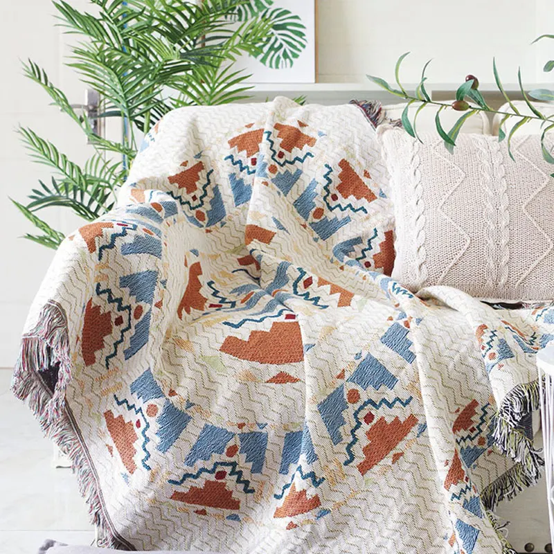 

Grey Geometric Throw Blanket Chair Sofa cover Towel Knitted Nap Blanket With Tassels Tablecloth Tapestry Home Bed Decoration
