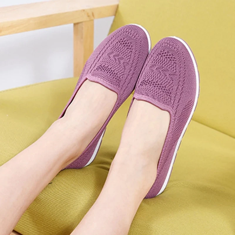 Женские кеды вязаные туфли на плоской подошве Лоферы Удобные женские Женская