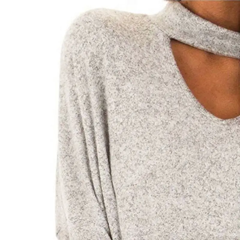 

Women Sweater Autumn Halter Fashion Solid Color Pullovers Tops Female Sweater Loose Sexy Wild Long Sleeve Kintted Sweaters 3XL