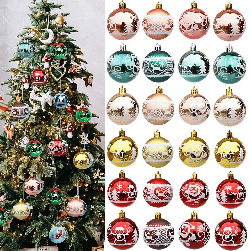 

9Pcs Painted Christmas Tree Hanging Balls Shop Home New Year Xmas Party Decoration Ball Pendant Shatterproof 2022 Navidad 6cm