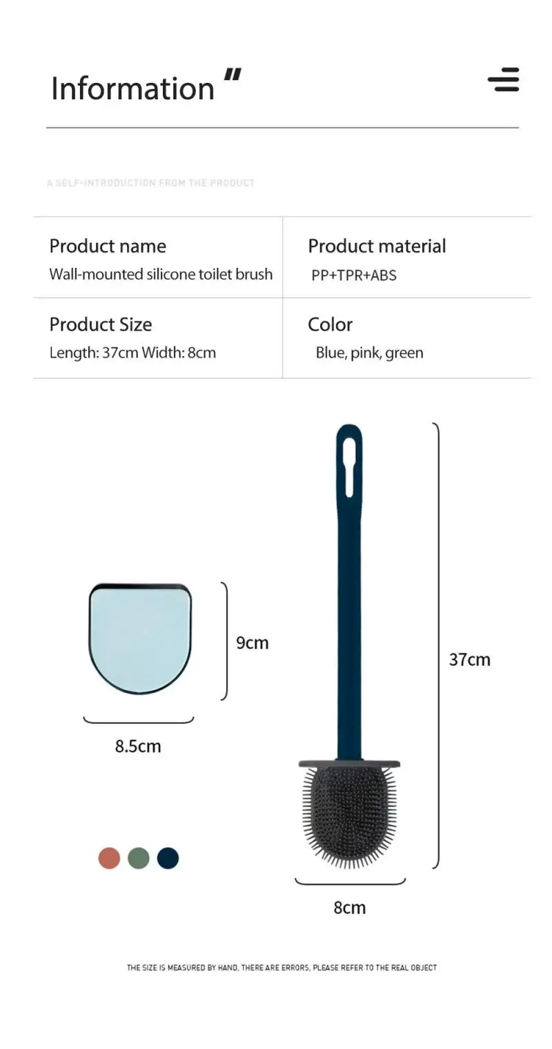 

Hot Silicone WC Toilet Brush Flat Head Flexible Soft Bristles BrushQuick Drying Holder Set Cleaning Brush For WC Accessories