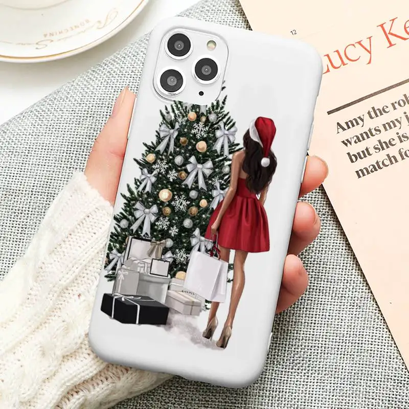 Christmas Tree Girl Gift Liquid Silicone Phone Case for iphone 13 12 11 Pro Max XR XS X Candy Cover for iPhone 6 6S 7 8Plus Case