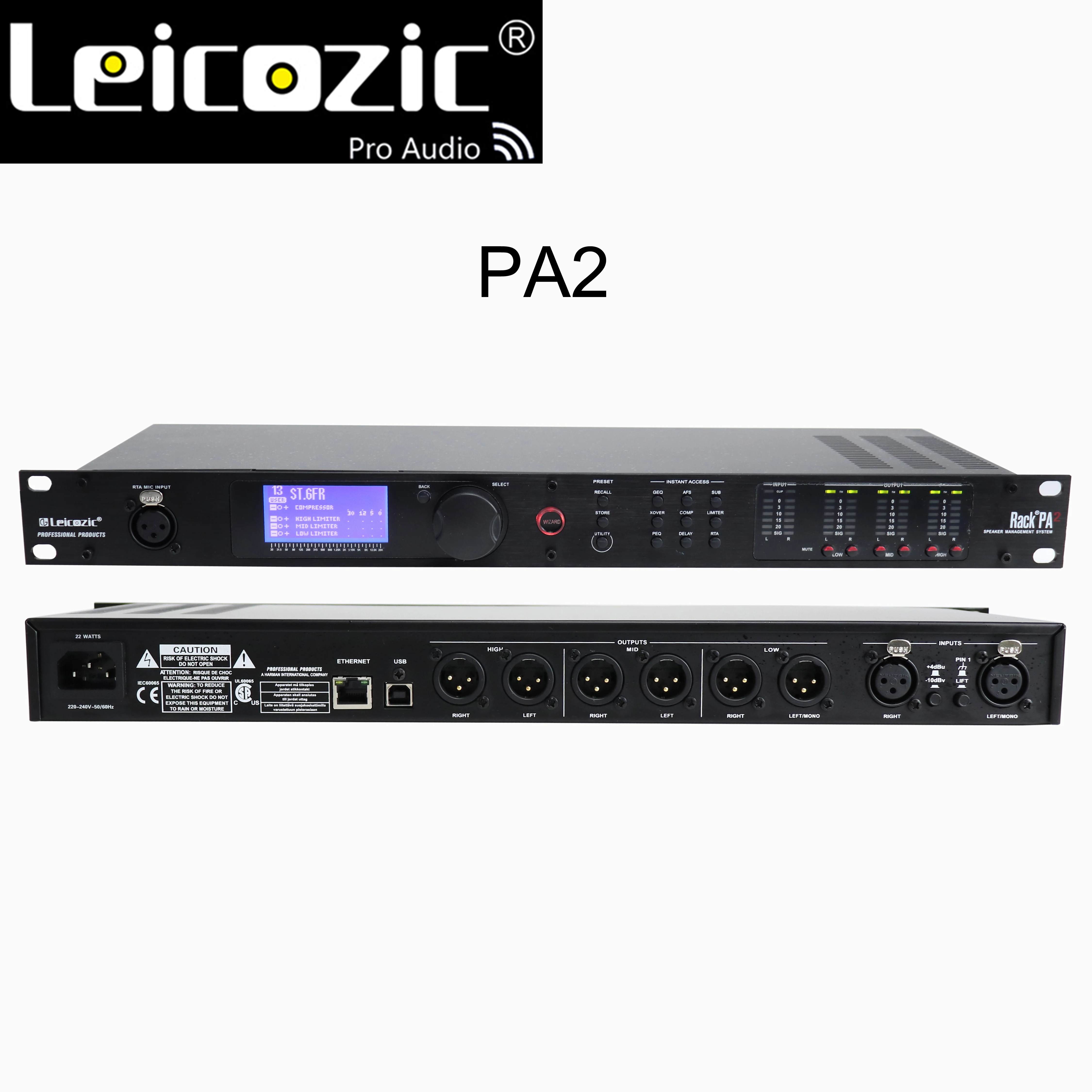 

Leicozic PA2 Complete Loudspeaker Management System 2 In 6 Out DSP Digital Processor Professional Stage Sound Equipment