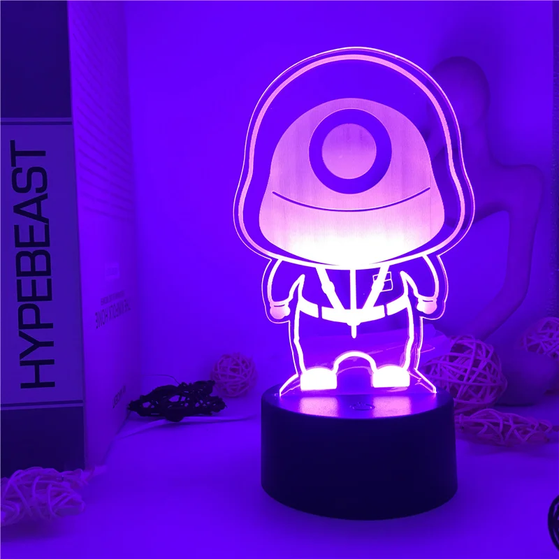 Squid Game Square Administrator RGB Led Panel Lights Anime Figure For Home Decor Night Lights USB Light 3D Lamp Gift To friend