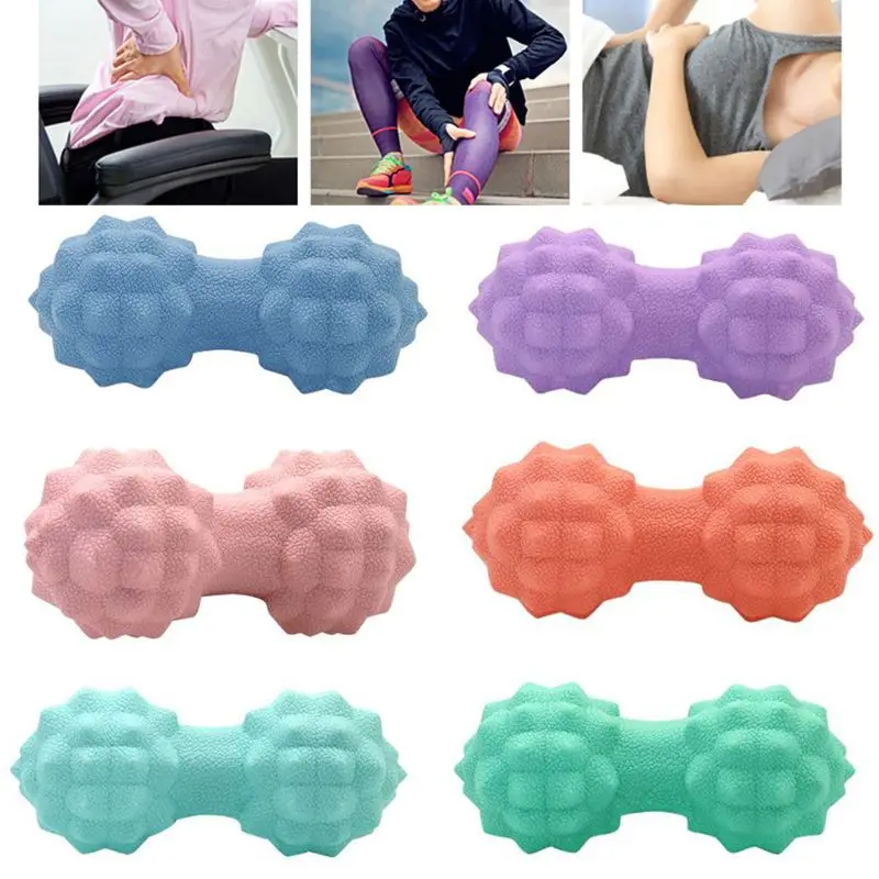 

13.5x5.5cm Peanut Shape Silicone Spiked Massage Ball Deep Tissue Muscle Relax for Feet Back Therapy Trigger Point Fitness Roller