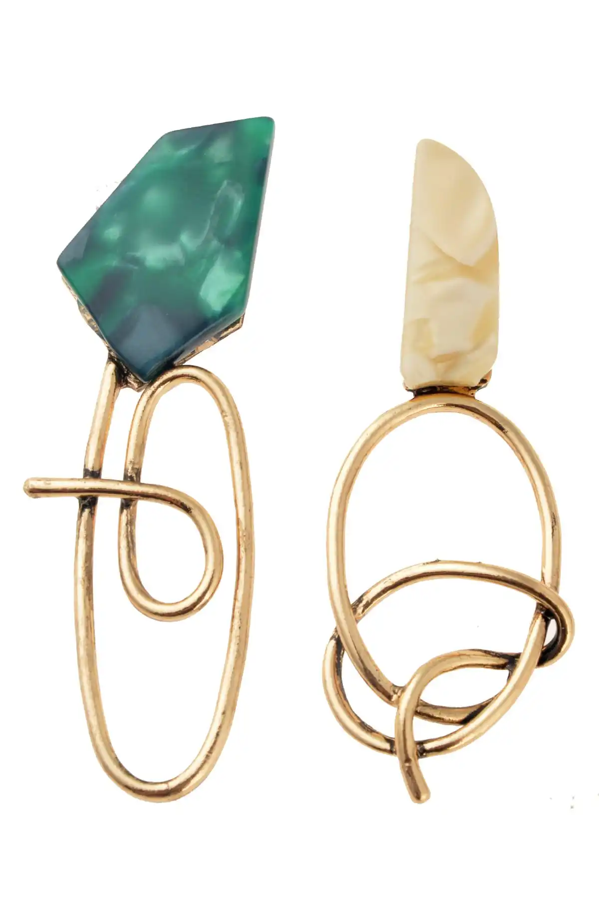 

Women's Green White Gold Color Marble Look Pattern Design Modern Stylish Earrings