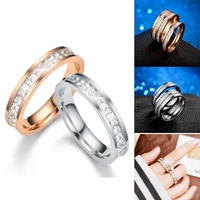 new fashion jewelry ladies fine titanium steel ring ring fashion small square wedding gift ring