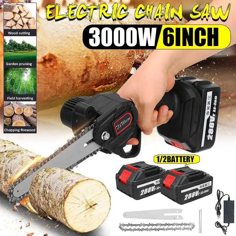

3500W 6 Inch Efficient Electric Saw Chain Saw For Fruit Tree Woodworking Garden Tool With Lithium Battery Hand Held Wood Cutter