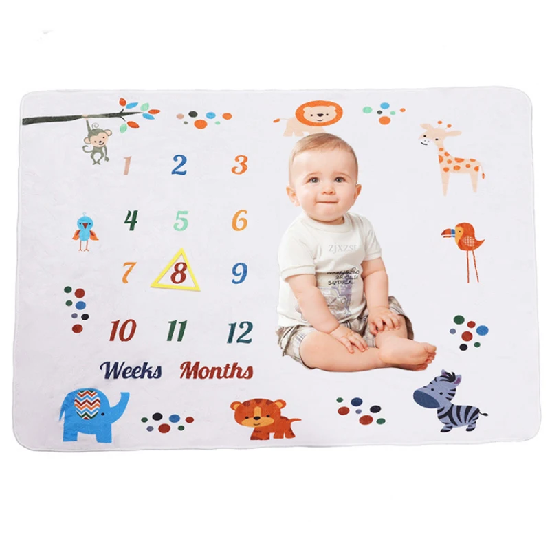 

Infant Baby Milestone Blanket DIY Photo Photography Props Newborn Flower Letter Printed Monthly Growth Blankets 76*102cm