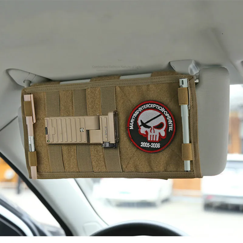 Organizador de visera táctica MOLLE para coche, bolsa de Panel de visera de camión, soporte de almacenamiento de CD multibolsillo, bolsa EDC, accesorios para coche