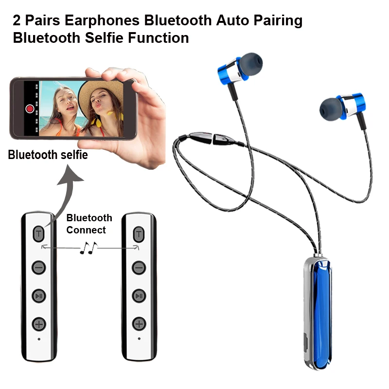 Шейные беспроводные Bluetooth наушники для селфи TWS Магнитная Спортивная игровая