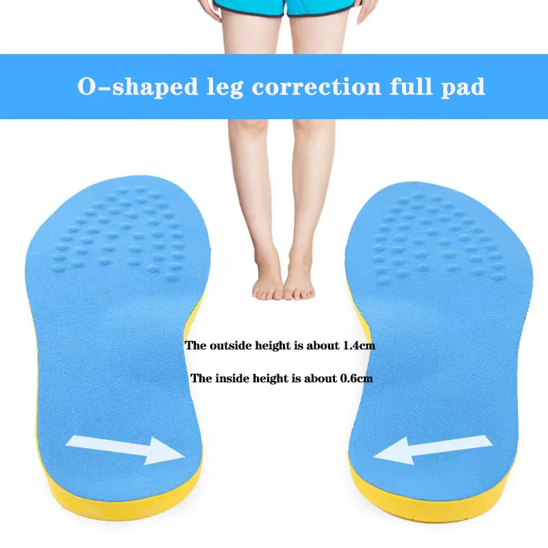 O leg corrective insole PU material unisex corrective foot valgus sports and leisure insole can be cut full pad