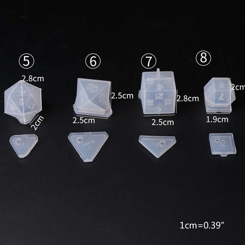 

1 Set DIY Silicone Resin Mould Crystal Epoxy Die Cut Fragmented Multi-Special Digital Dice Die Game Silicone Mould