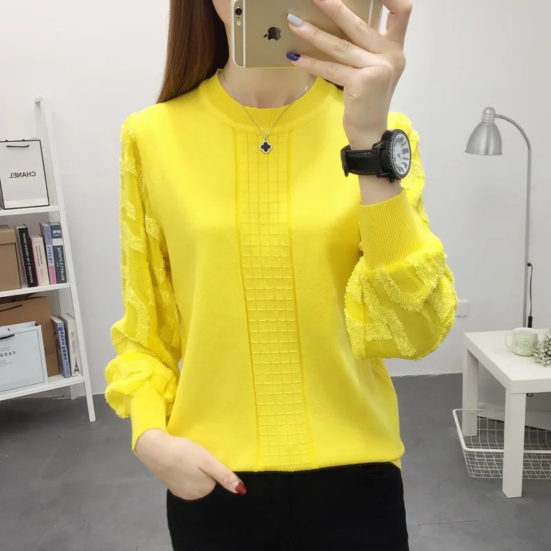 2021 Real Sale Feminino Sweater Women Poncho Knitted Ladies Loose Pullover Lantern Sleeve Lace Autumn Dress | Женская одежда