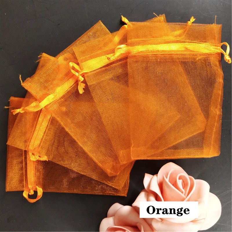 orange Лидер продаж 7x9 см/50 шт./пакет Палочки 19 Цвета для упаковки ювелирных изделий, покетики из органзы, подарочные пакеты и мешки, ювелирные изделия, упаковочные сумки 7ZSH312 - Цвет: orange