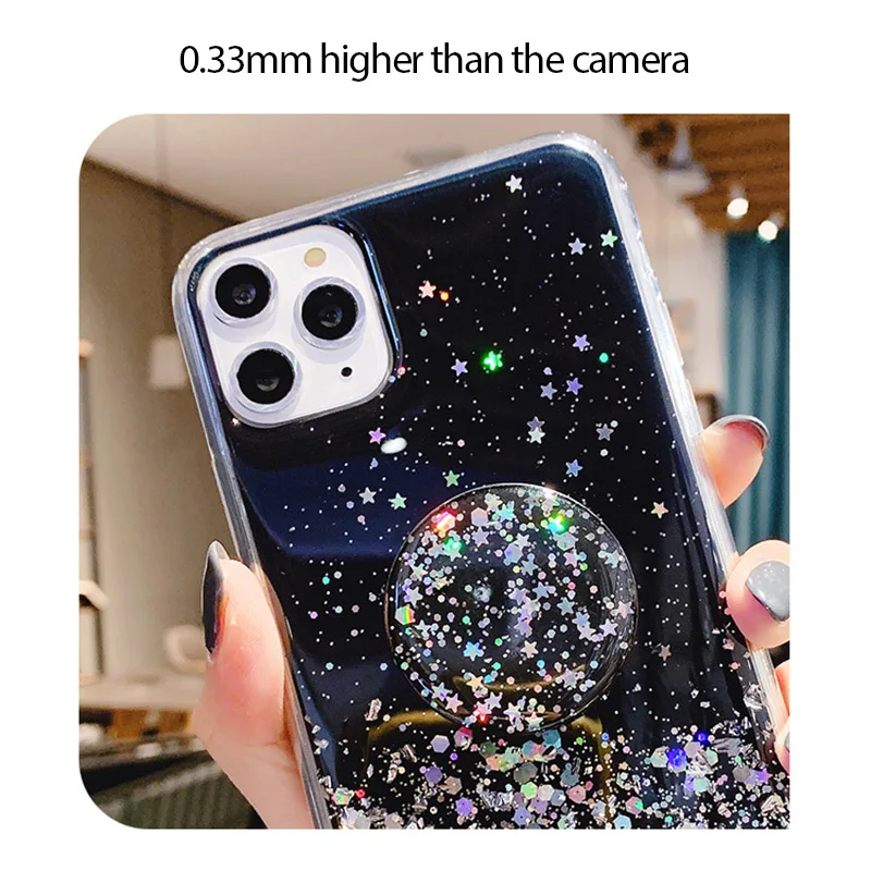 P30Lite Glitter Case For Huawei P30 Lite P20 P40 Pro Plus P50 Case Honor 10i 10X Lite 20 30 20i P10 Cover Holder Stand Soft Capa