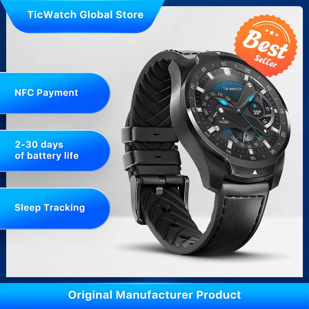 TicWatch Pro Смарт часы глобальная версия с износом OS от Google для iOS и Android NFC оплата GPS