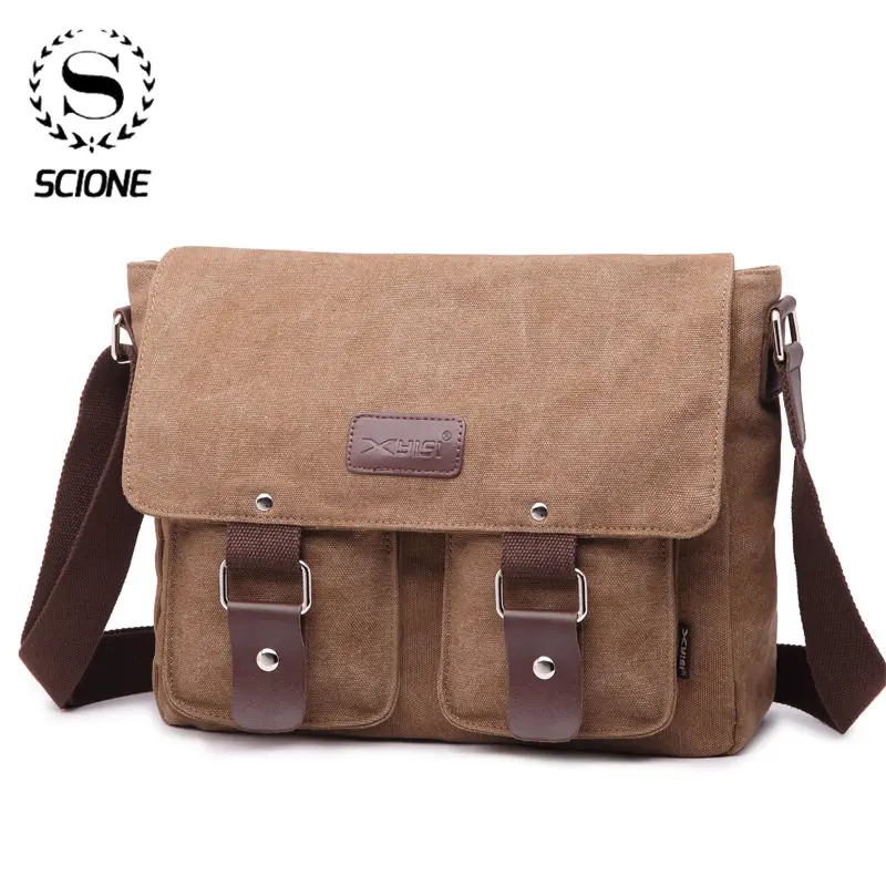 

SCIONE Men's Vintage Canvas Messenger Bag 2020 Casual Crossbody Bag For Men Man Travel Black Bag Bolsa Masculina Dropshipping