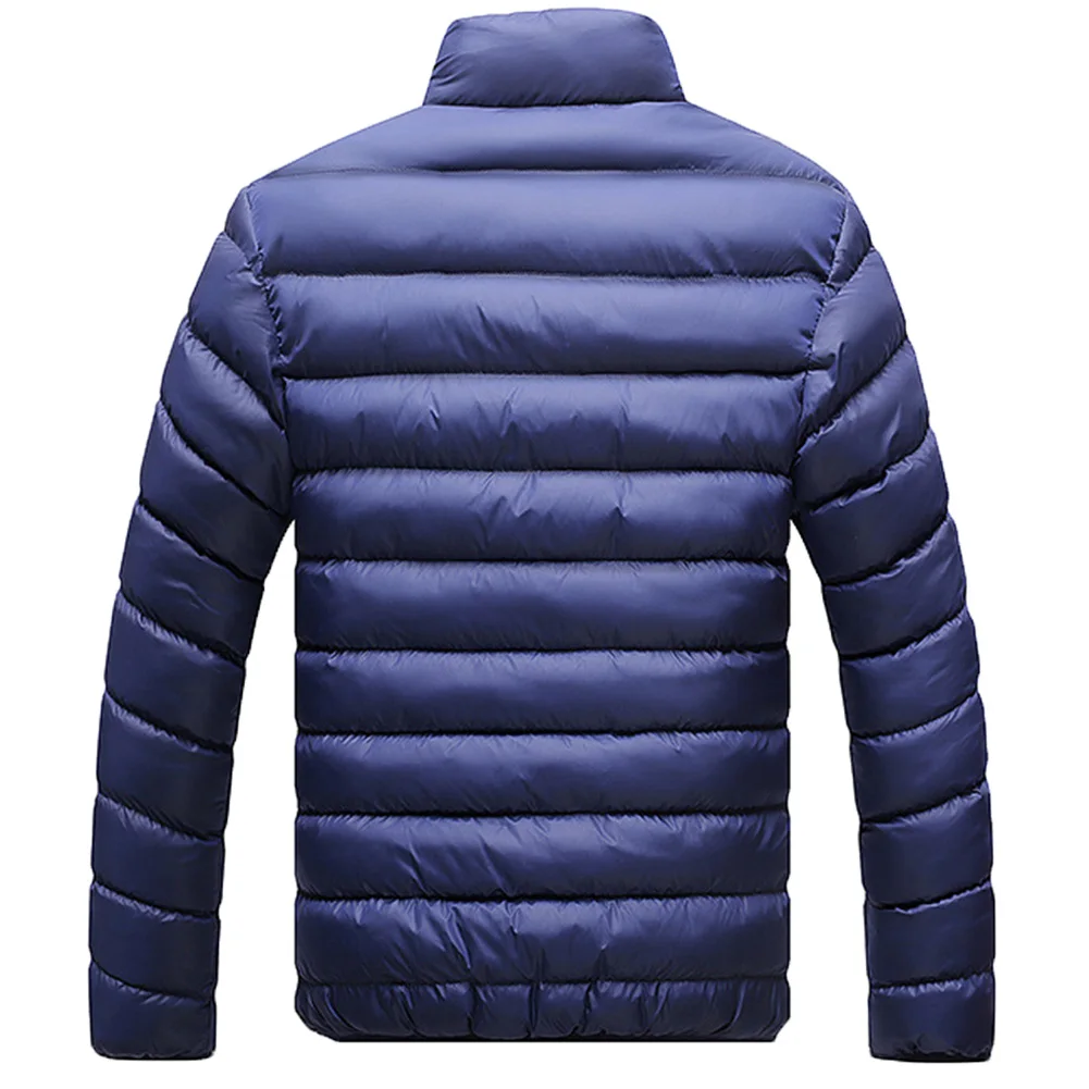 Размера плюс мужская однотонная куртка на молнии с воротником-стойкой и длинными