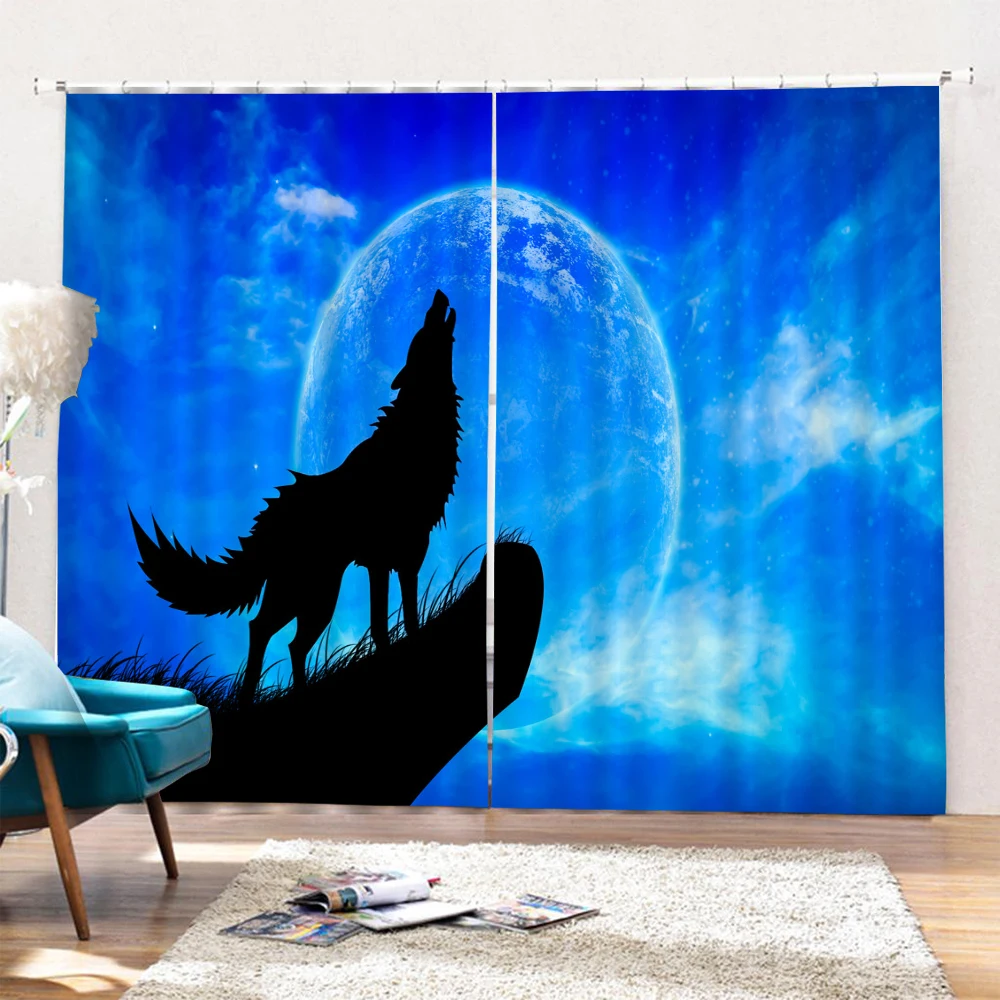 

3D Wolf Pattern Blackout Curtain Kit Suitable for Home Curtains In The Living Room and Bedroom of Young People