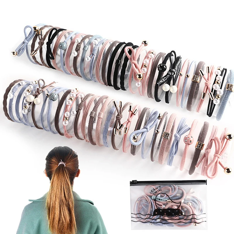 

Резинки для волос с жемчугом женские, эластичные заколки для хвоста, аксессуар на голову, 25 штук