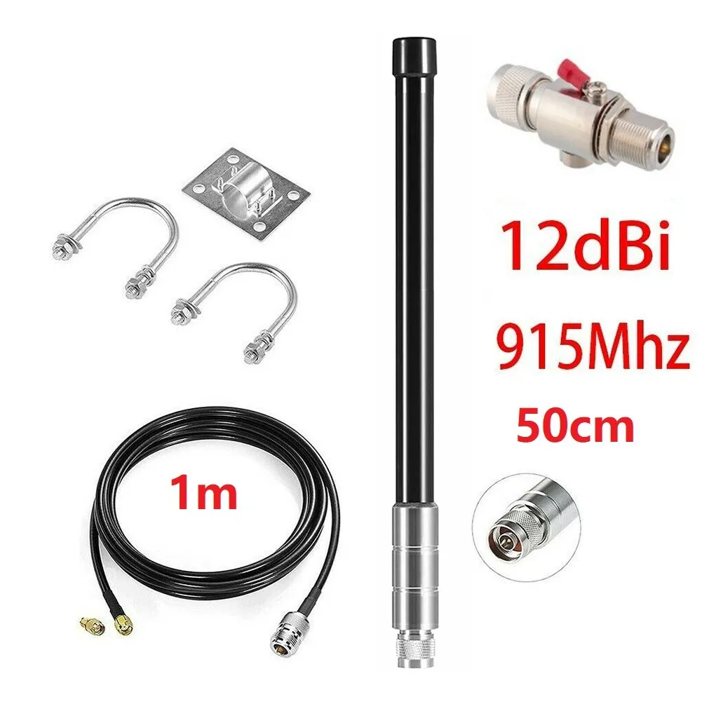 

8DBi дистанционный шлюз LoRa 915 МГц антенна 32 см N-тип Мужская головка с 1 метровым проводом + код зажима + лиги-htning блокировщик
