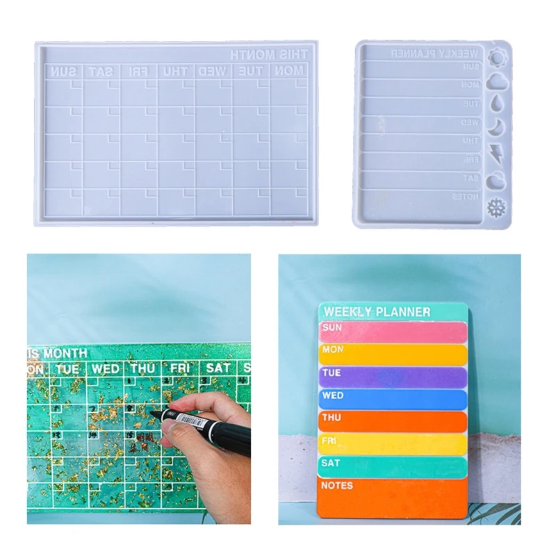 

DIY Resin Calendar Molds Weekly & Monthly Planner Epoxy Resin Molds Recording Anniversary Unique Decorations Crafts