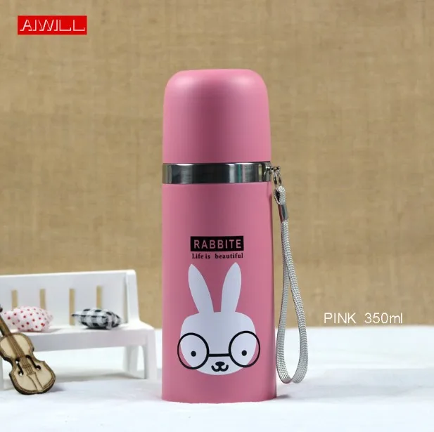 350ml Pink rabbit AIWILL популярные домашние кухонные термосы Термосы Термос из нержавеющей стали с изоляцией кружка для кофе Дорожная бутылка для напитков - Цвет: 350ml Pink rabbit