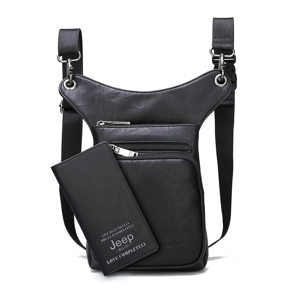 Bag Wallet-Black JEEP BULUO, многофункциональные сумки, мужские, маленькие, через плечо, сумка на плечо, спилок, кожа, модная, на ногу, сумка на талию, сумки, новые, для молодых мужчин, мини - Цвет: Bag Wallet-Black