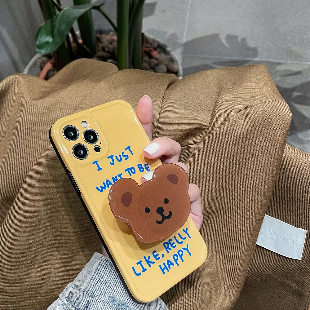 

Korea Grip Phone Case Bear for Iphone 11/12/13/7/8 for Iphone 7 Plus 11 Pro 12 Pro 13 Pro Max Soft X XR Cute Bumper Back Bracket