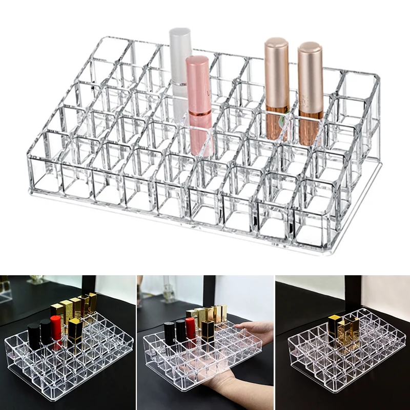 

Acrylic 45 Spaces Slash Desktop Lipstick Storage Box Transparent Cosmetics Makeup Organizer Holder Box Gift for Women KG66